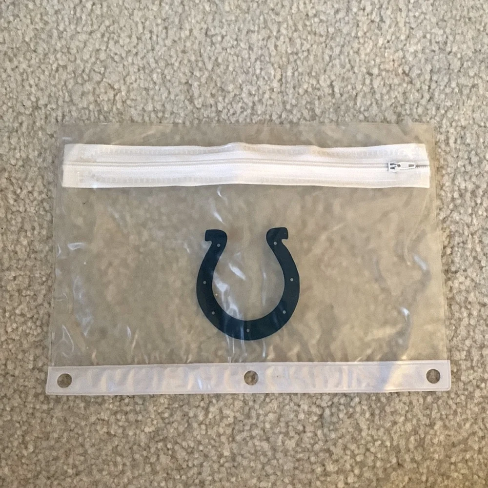 FREE NFL Indianapolis Colts Blue Clear Zipper 3-Ring Binder Pencil Case Holder